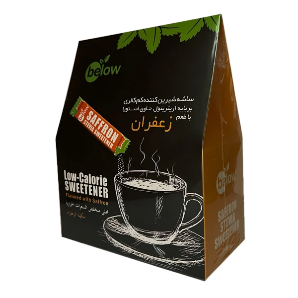 ساشه شیرین کننده 50 عددی اریتریتول و استویا با طعم زعفران